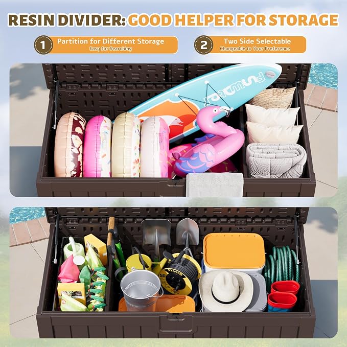 Flamaker 250 Gallon Resin Deck Box, XXL Waterproof Storage Box - Image 5
