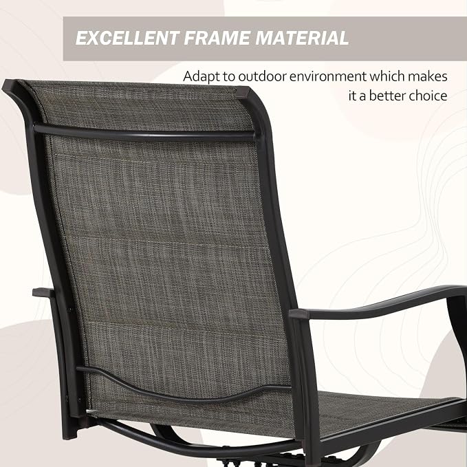 Outdoor 360-degree Swivel Dining Chairs Set of 4, Ergonomic Designed, Breathable - Image 7