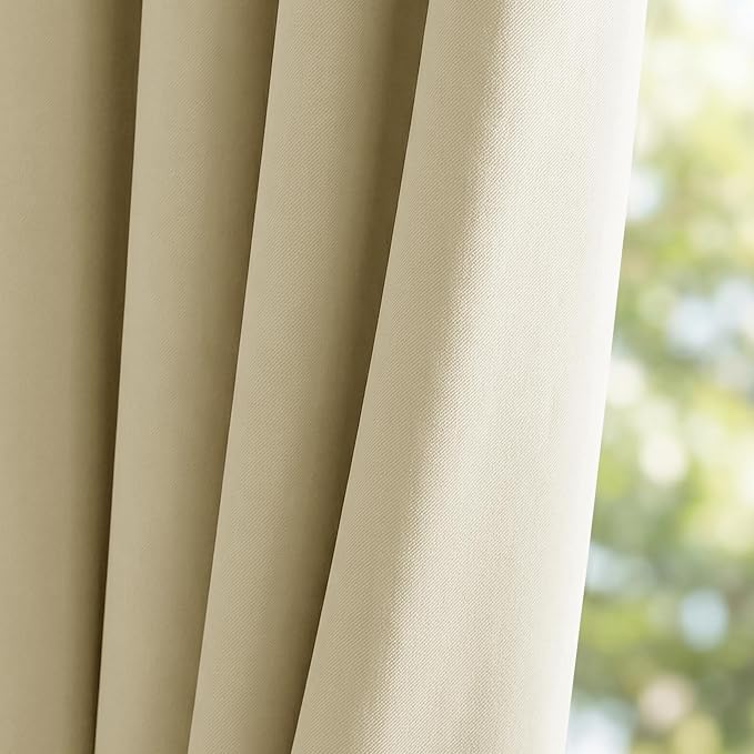 Outdoor Curtains W52 x L95 Inch Cream Beige, 1 Panel | Waterproof Light - Image 9