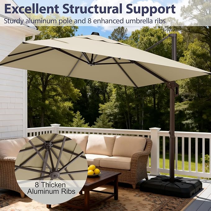 9' X 12' Cantilever Patio Umbrella Rectangle Outdoor Umbrella - Image 3