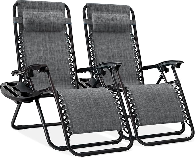 Best Choice Products Set of 2 Adjustable Steel Mesh Zero Gravity Lounge Chair by Unknown