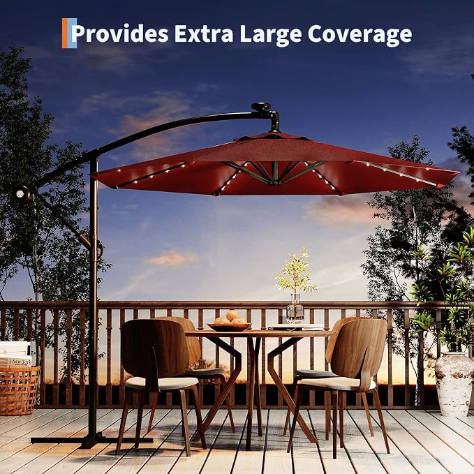Garvee 10FT Solar Lights Offset Patio Umbrella - Image 8