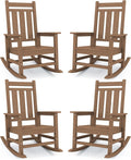 Oversized Outdoor Rocking Chair Set of 4, HDPE Patio Rockers by KINGYES