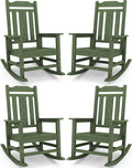 SERWALL Oversized Outdoor Rocking Chairs Set of 4, Patio Rocker, Avocado | by SERWALL