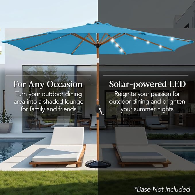 Best Choice Products 10ft Solar Market Patio Umbrella w/Woodgrain Pattern Pole - Image 4