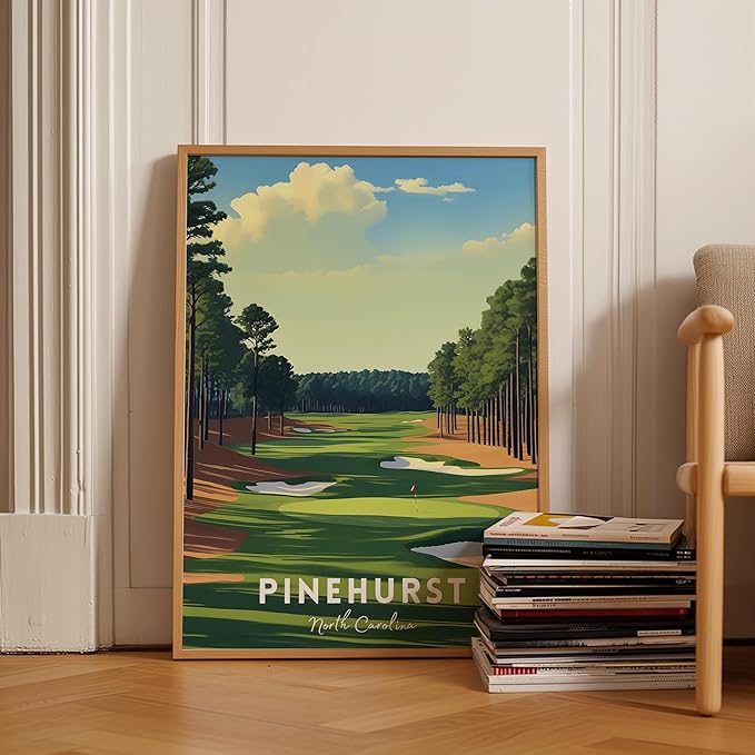Golf Course Premium Giclee Fine Art Prints - Augusta, Pebble Beach, Pinehurst, Golf Course Posters, Golf Wall Art, Aesthetic Poster for Home Office Decor, Ready to Frame