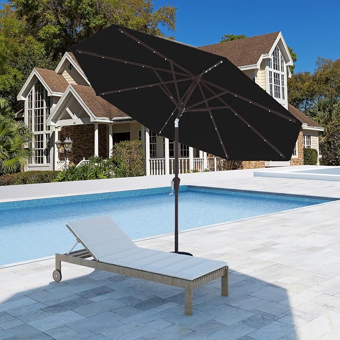 9FT Patio Umbrella with Solar Lights, Outdoor Market Umbrella with Tilt and - Image 7