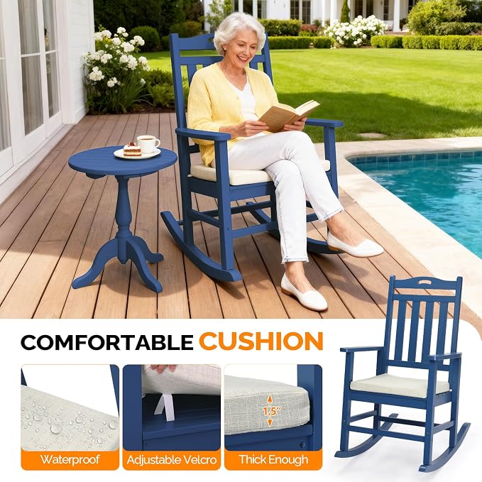 VINGLI Outdoor Rocking Chair Set of 2 Wood Rocking Chair - Image 4