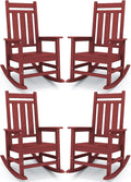 Oversized Outdoor Rocking Chair Set of 4, HDPE Patio Rockers by KINGYES