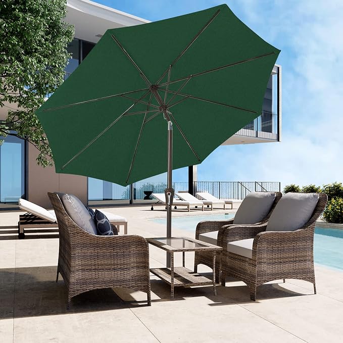 JEAREY 9FT Outdoor Patio Umbrella, Market Umbrella, Dark Green | Outdoor Table - Image 6