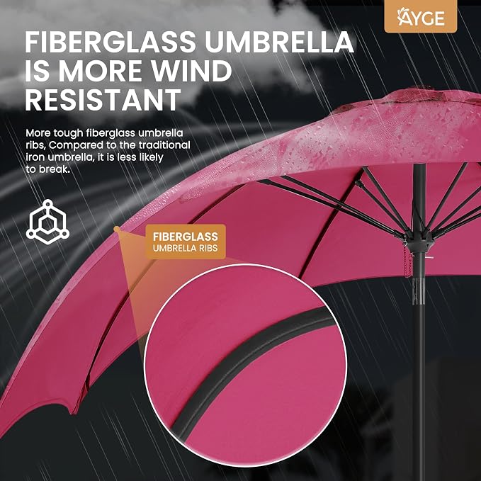 Ayge Patio Umbrella 9FT Outdoor Umbrella Patio Table - Image 2