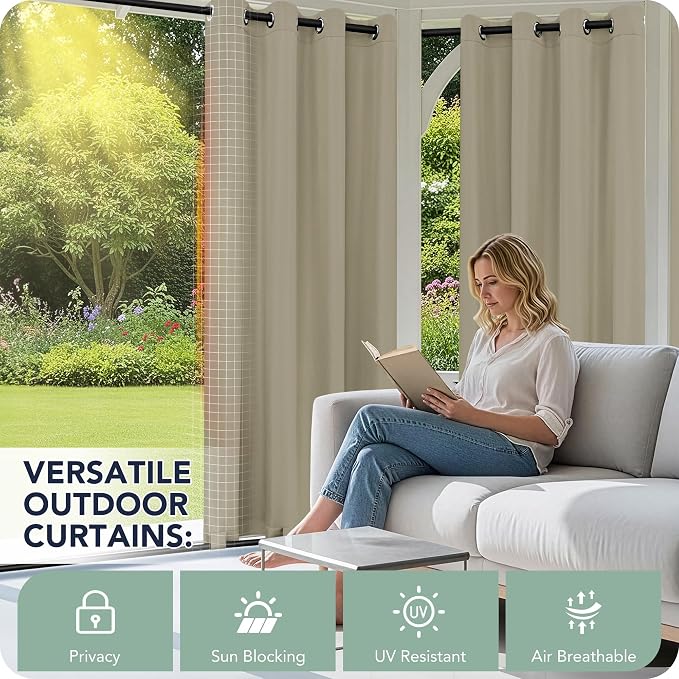 Gazebo Curtains Outdoor Waterproof 6 Panels, Patio Sun Shade | Weatherproof - Image 3