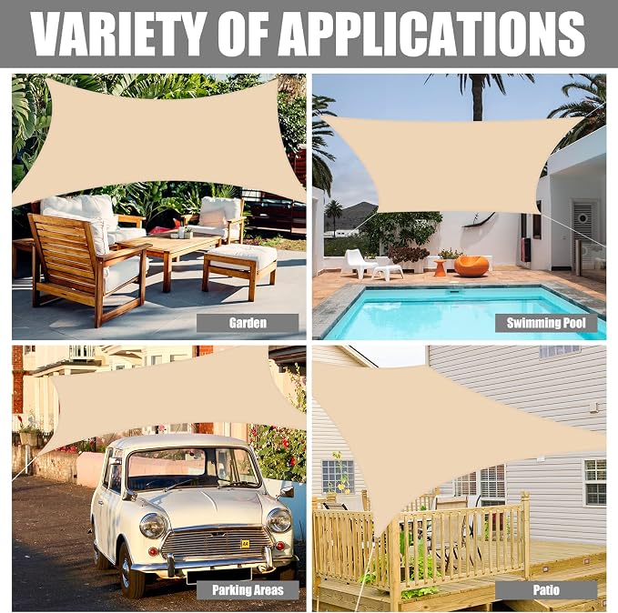 Neween Waterproof Sun Shade Sail Rectangle UV Block Canopy - Image 6