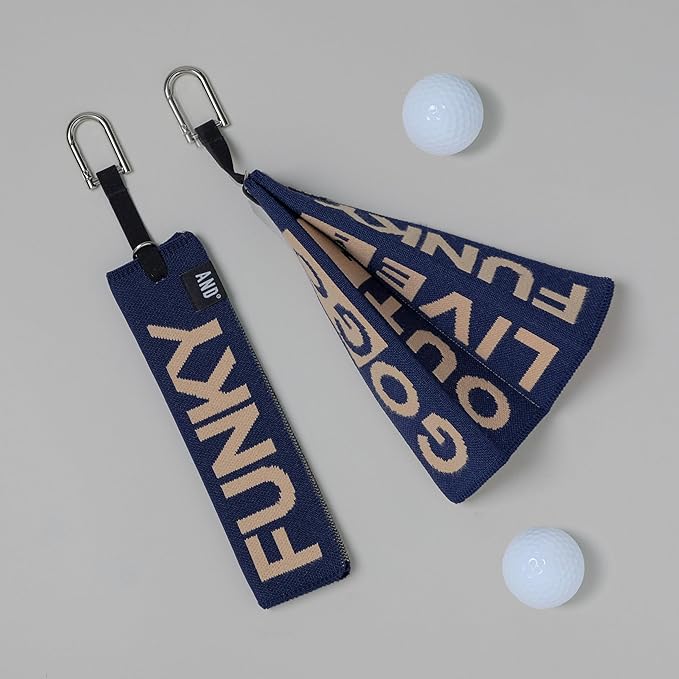 ANDGOLF Pleats Ball Towel, Use to Wash My Ball and Club, Best Choice for Golf Gifts, Embroidered Golf Towels, Clip for Bags/Pants/Skirts, Durable Elastic Band, Colorful Fashion Golf Item
