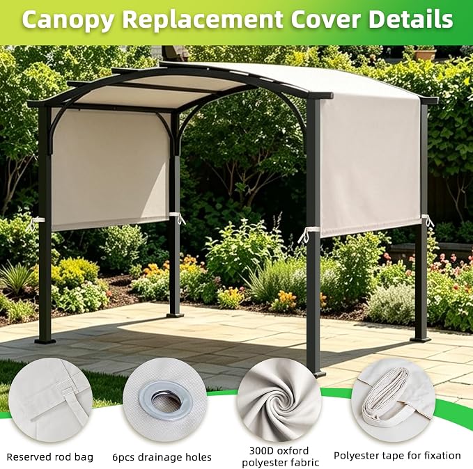 NOVINO Pergola Shade Cover Pergola Replacement Canopy Cover, w/Drainage Holes - Image 5