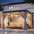 10'x10' Outdoor Gazebo with 50FT String Lights, Metal Heavy Duty Patio Canopy by LAUSAINTHOME