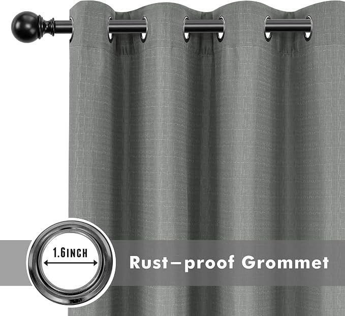 Linen Outdoor Curtains for Patio Waterproof 4 Pcs 54x84 In Light Grey | Light - Image 4