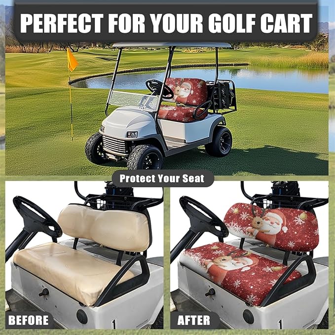 Fashion Print Golf Cart Seat Covers 2 Passenger Golf Cart Backrest Cover Golf Cart Seat Towel Gift for Friends