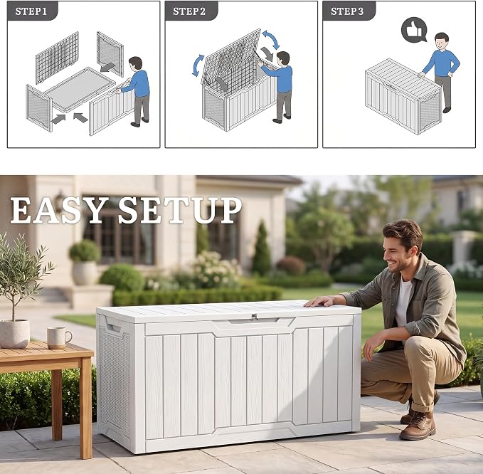 YITAHOME 100 Gallon Large Outdoor Deck Box | Waterproof Resin Storage Box - Image 8