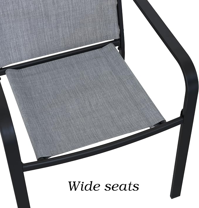 Anmutig Stackable Outdoor Dining Chairs Set of 4, Textilene Fabric, Breathable - Image 6