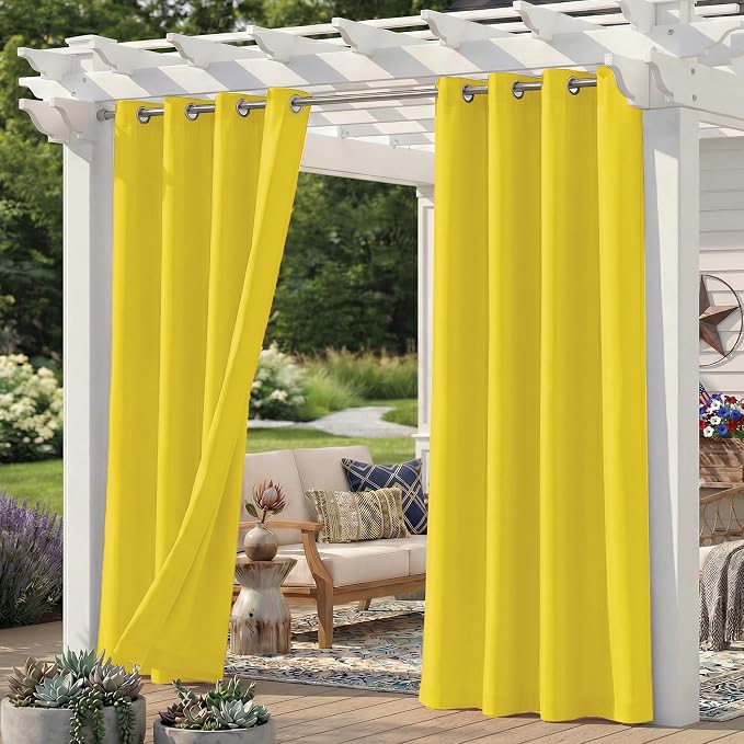 Set of 4 Outdoor Curtains for Patio Waterproof, Breathable Grommet Panels for by Sunshelf