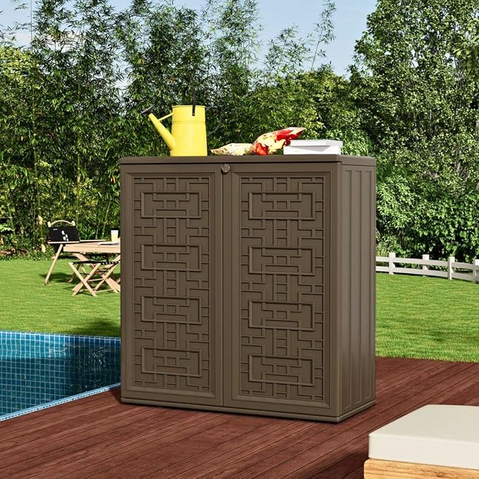 ZZM HDPE Outdoor Storage Shed, Outdoor Plastic Storage Cabinet, Horizontal - Image 4