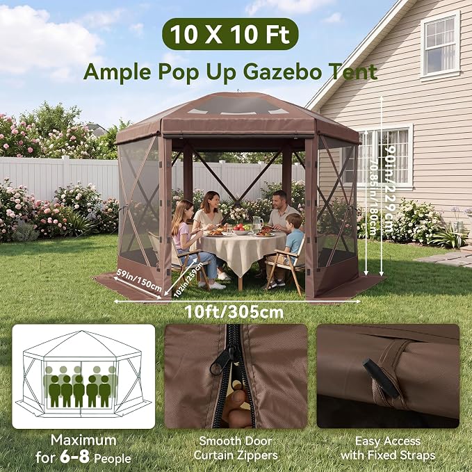 Aoxun 10x10ft Pop Up Canopy Tent, Screen Tent - Image 5