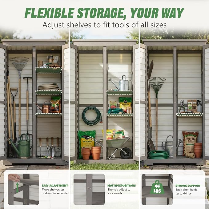 Outdoor Storage Cabinet – Store More in Less Space, Tall Vertical Garden Tool - Image 8