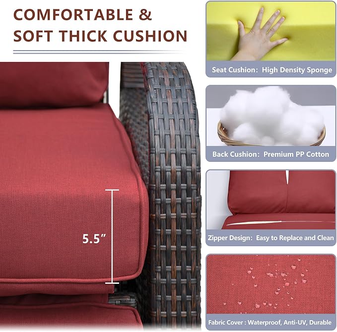 Outdoor Recliner, Aluminum Frame Patio Chaise Lounge Chairs - Image 4