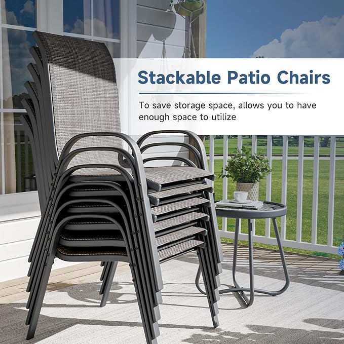 Amopatio Patio Chairs Set of 6, Outdoor Stackable Dining Chairs - Image 4