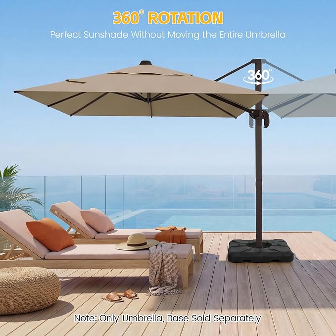 9x12 FT Patio Cantilever Umbrella, Rectangular Heavy Duty Offset Umbrella - Image 4