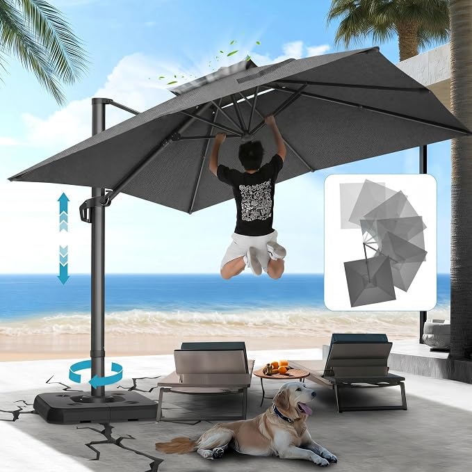 HOTEEL 10x10ft Patio Umbrella Cantilever Umbrella Double Top by HOTEEL