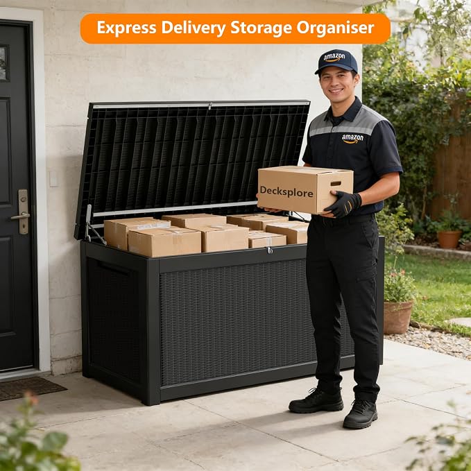 320 Gallon Outdoor Storage Box Resin Deck Box All Weather Waterproof Large - Image 9