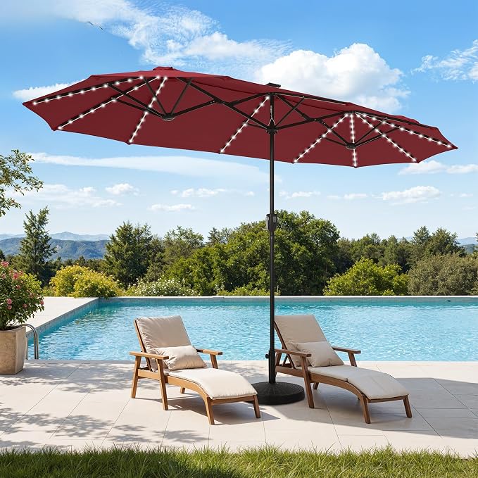 13 ft Patio Umbrella with 120 LED Solar Lights Outdoor Umbrella, 8 Colors - Image 2