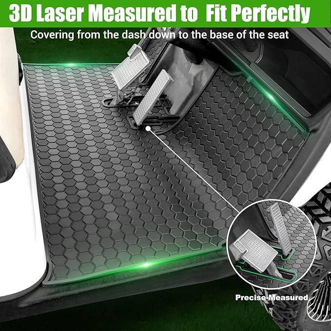 Golf Cart Floor Mat for Yamaha G29 Drive, Upgraded Non-Slip Full Coverage Liner Mats Replacement Thick Rubber, Hexagonal Pattern