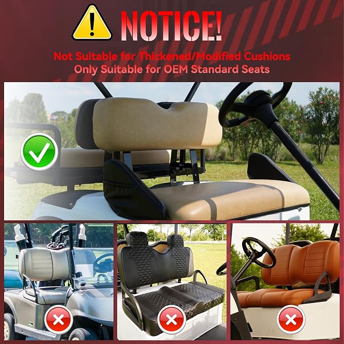 Golf Cart Seat Covers Front for Club Car Precedent 2004+ Standard Seat Cushion, EZGO Vinyl Leather Seat Cover Set Replacement Accessories, No Staples, Black(4 PCS)