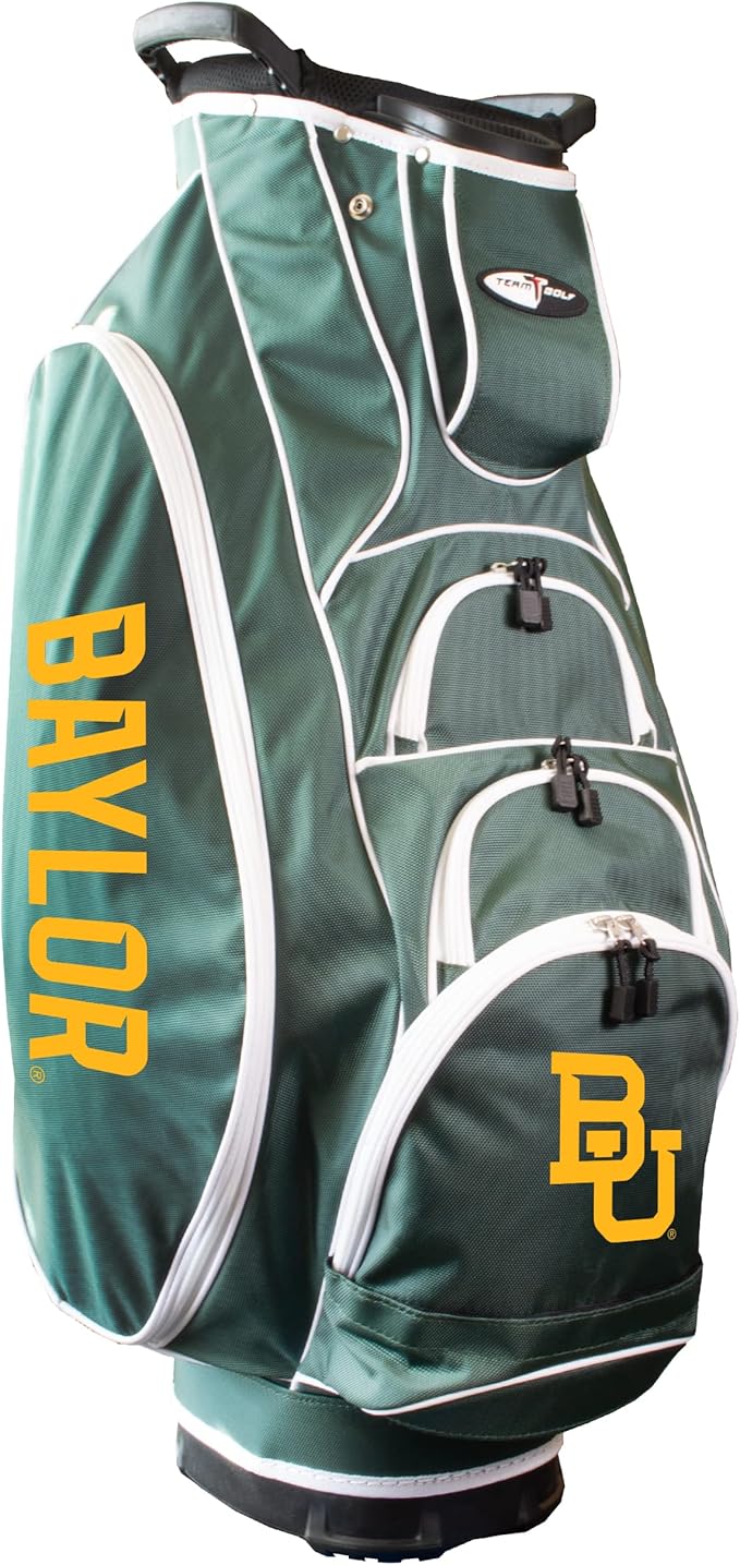 Team Golf NCAA Lightweight, 10-Way Club Divider, Spring Action Stand, Insulated Cooler Pocket, Velcro Glove and Umbrella Holder & Lift Assist Handles