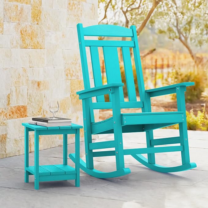 LUE BONA Rocking Chair Outdoor, Weather Resistant HDPS Plastic Rocker Chairs - Image 7