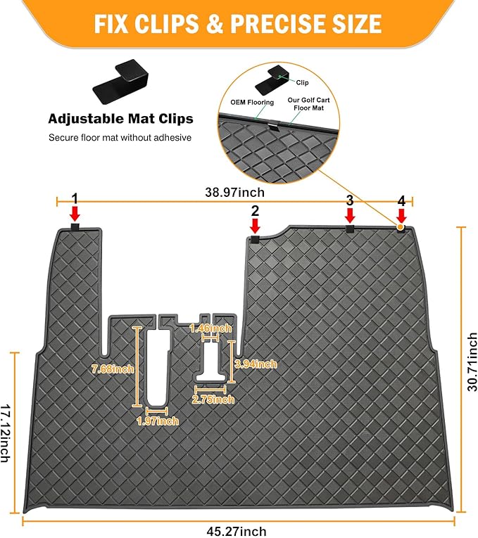 Golf Cart Floor Mat for Yamaha,Customize Non-Slip Full Coverage Liner Matt Replacement Fits to Yamaha G29/Drive, Drive2,Adventurer,QuieTech 2017+,Durable Easy to Clean