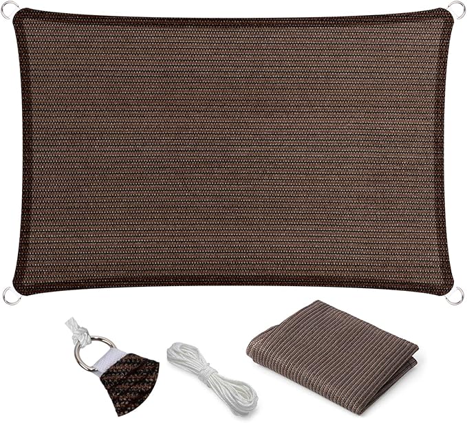 Eden's Decor Straight Flat-Edged Sun Shade Sail Rectangular 8' x 11' Brown by EdensDecorInc