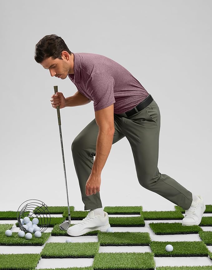 Golf Shirts Heather Polo Short Sleeve Dry Fit Lightweight Moisture Wicking Collared Shirts Casual Athletic Business