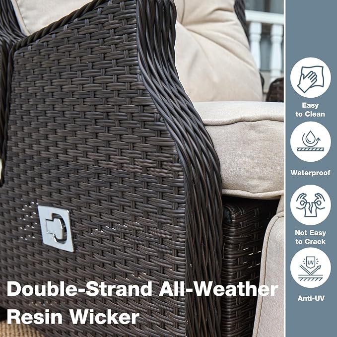 2 Pieces Outdoor Wicker Recliner - Image 6
