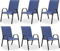 Patio Dining Chairs Set of 6, Outdoor Stacking Chairs, Breathable Seat Fabric by VonzoyHome