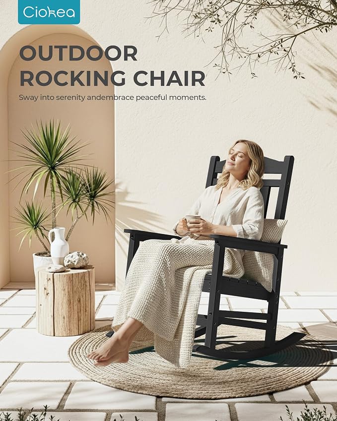 Oversized Outdoor Rocking Chair, 380lbs Heavy-Duty Large Patio Rocker, Weather - Image 3