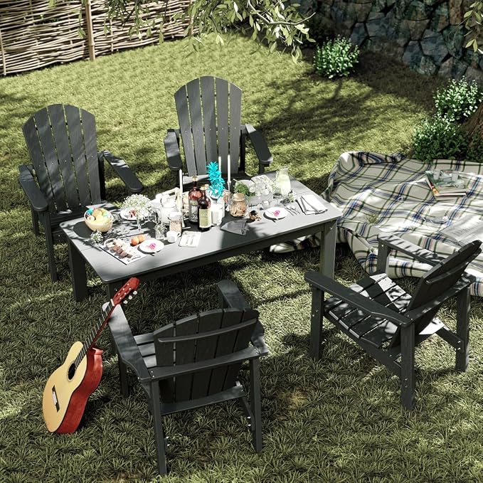 Stackable Set, 4 Chairs with 47in Table, All-Weather HDPE, 4 Stackable - Image 3