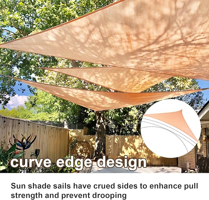 Sun Shade Sail 12'x20'x23.3' Peach Fuzz Triangle Custom Size | 95% UV Block - Image 2