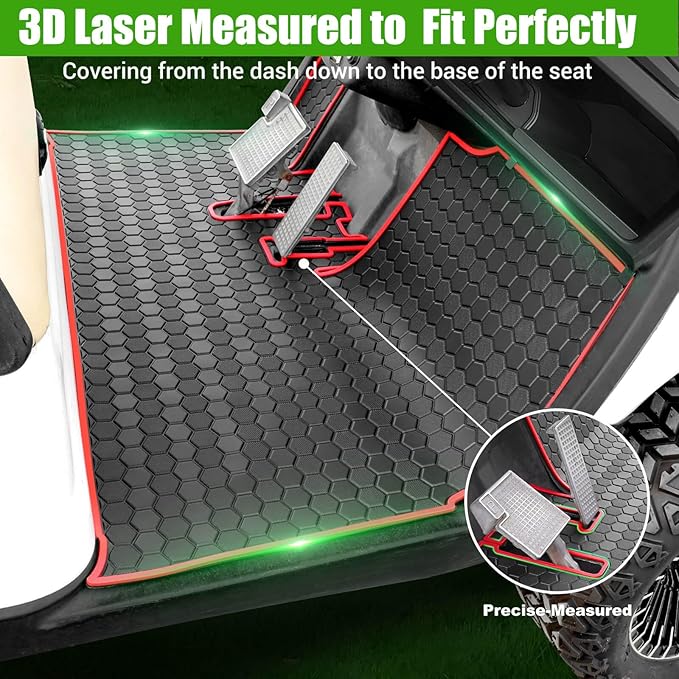 Golf Cart Floor Mat for Yamaha G29 Drive, Upgraded Non-Slip Full Coverage Liner Mats Replacement Thick Rubber, Hexagonal Pattern