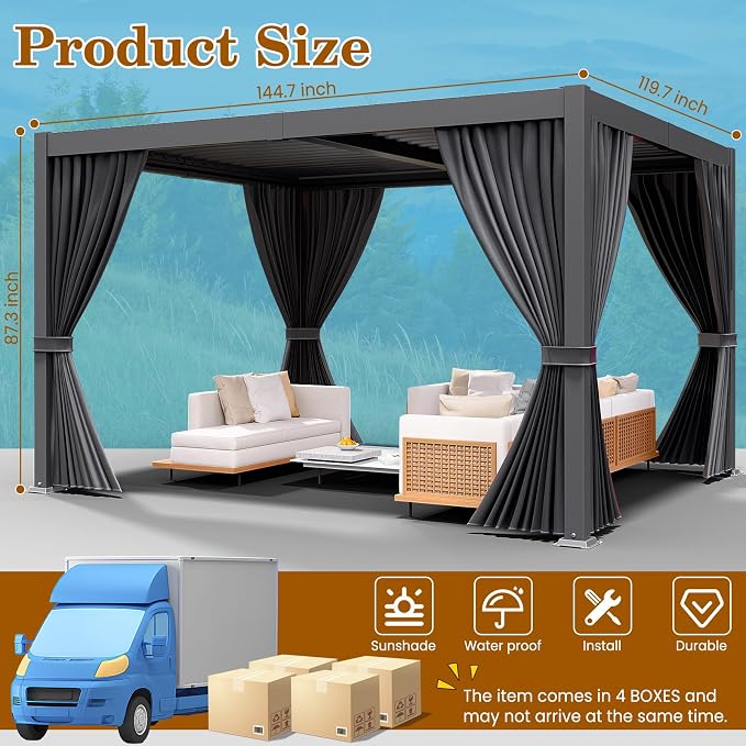 10' x 12' Louvered Pergola - Image 2