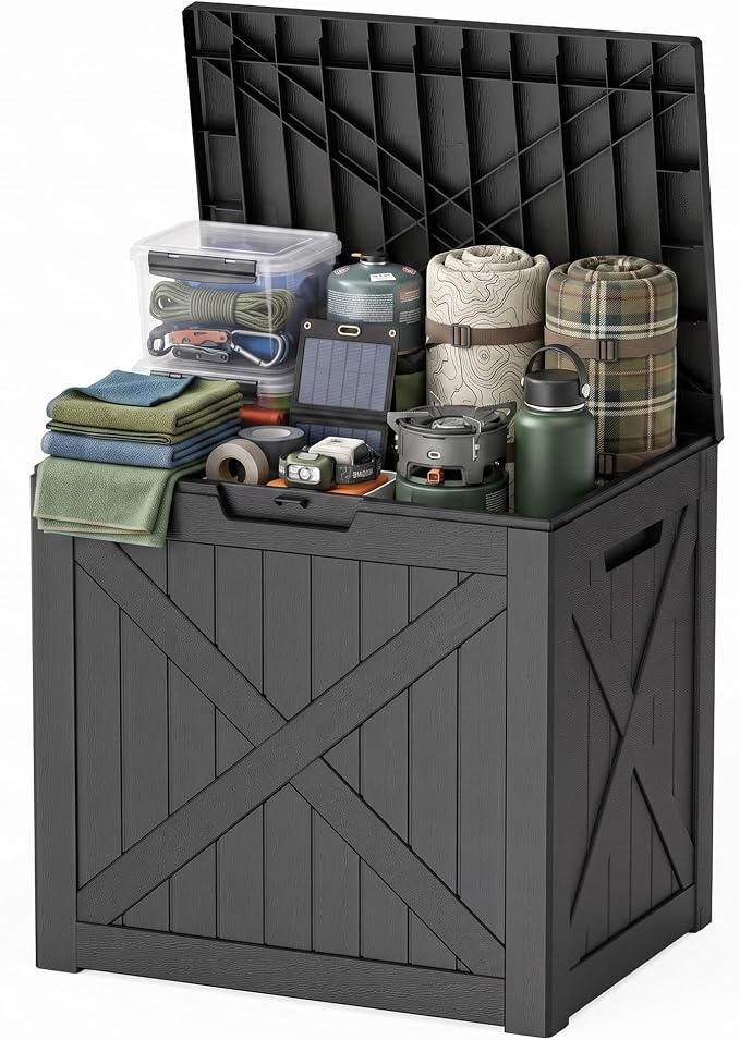 40 Gal Waterproof Outdoor Storage Box Weatherproof Deck Box | Lockable resin by EASYUP