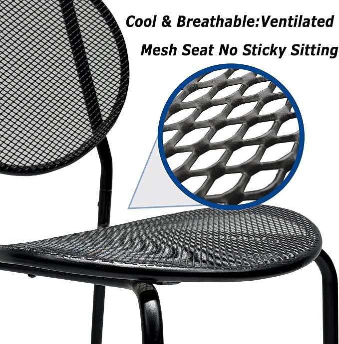 Patio Dining Chairs Set of 2, Metal Mesh Patio Furniture Set - Image 5